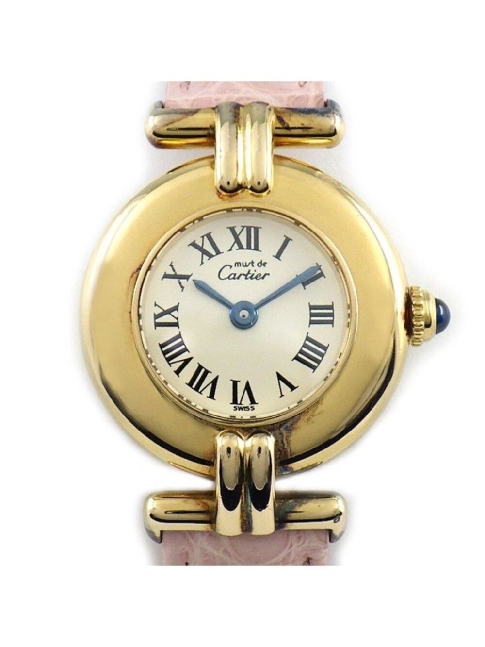 Cartier Watch Must Colisee SM Ivory Dial Roman Index SS Pink Leather Strap